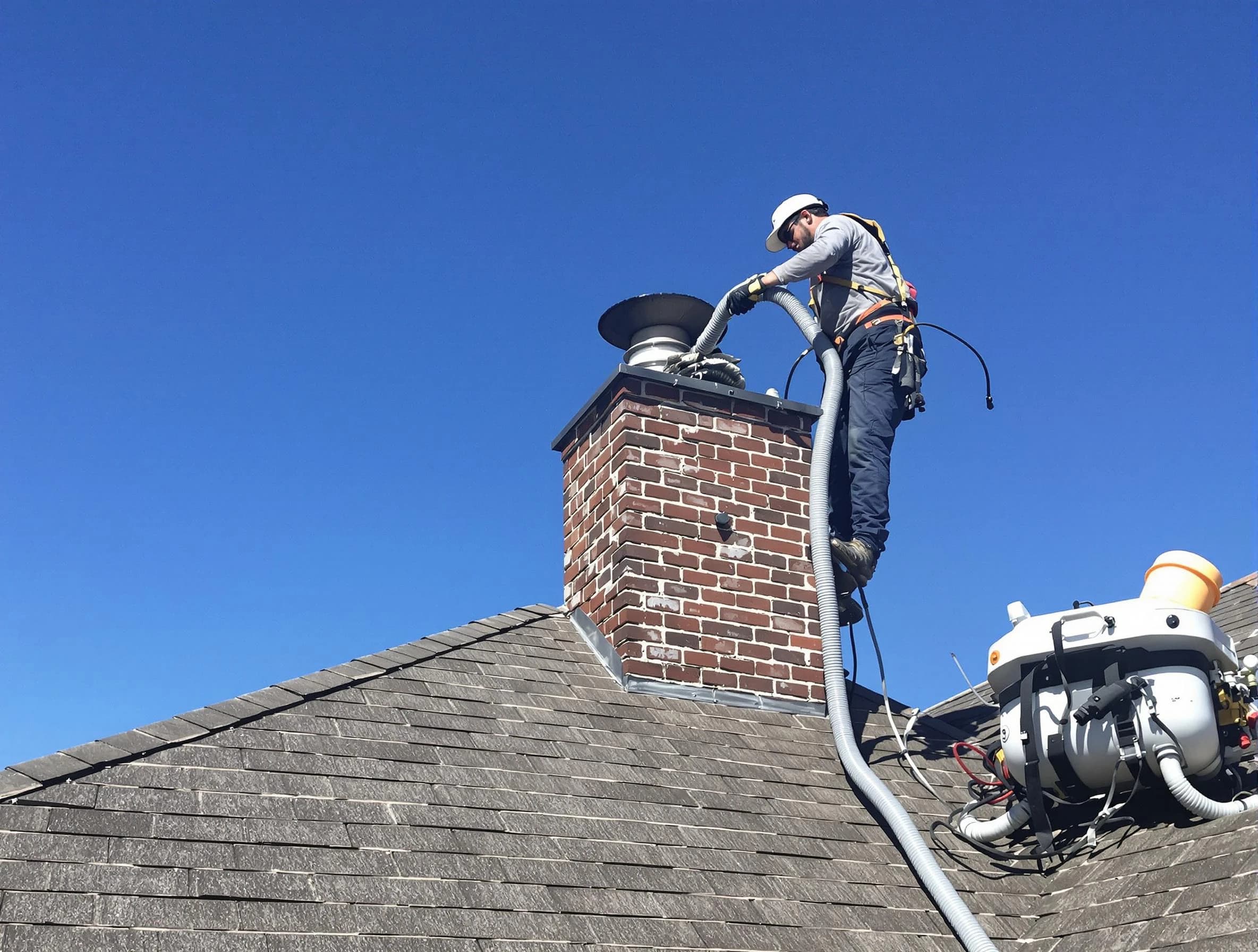 Dedicated Castle Shannon Chimney Sweep team member cleaning a chimney in Castle Shannon, PA