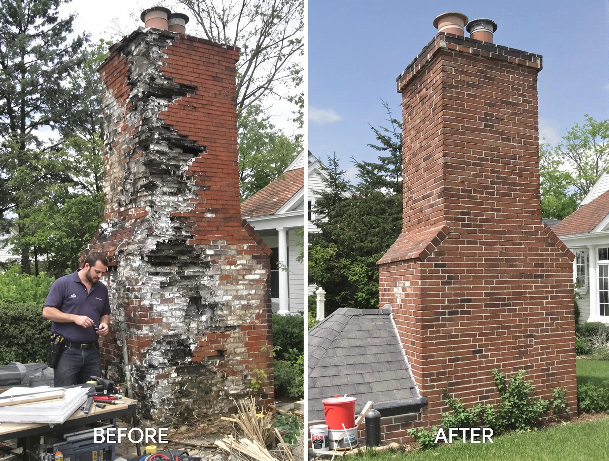 Castle Shannon Chimney Sweep performing a full chimney restoration in Castle Shannon, PA