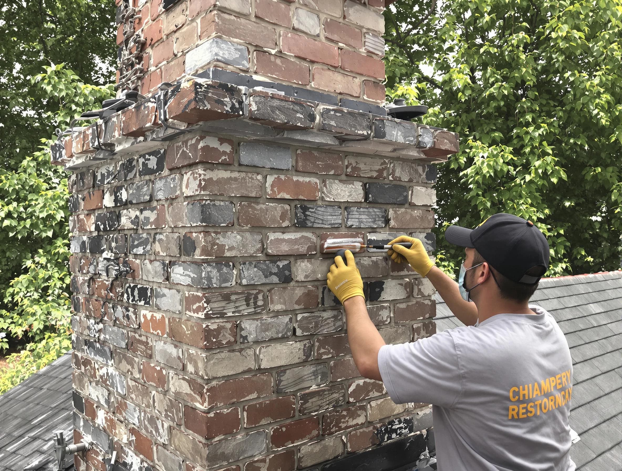 In-progress chimney restoration by Castle Shannon Chimney Sweep in Castle Shannon, PA