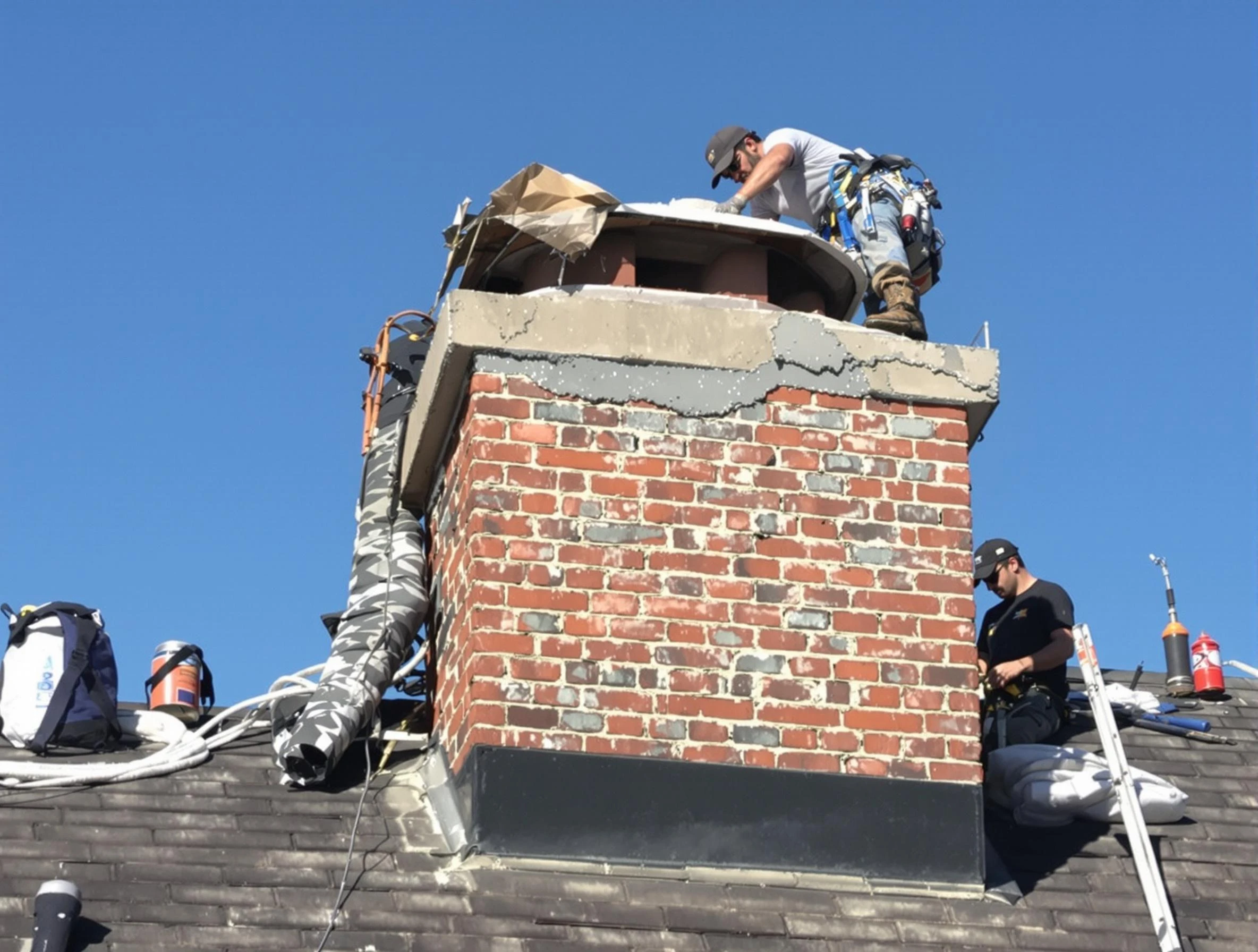 Castle Shannon Chimney Sweep installing a custom chimney crown in Castle Shannon, PA
