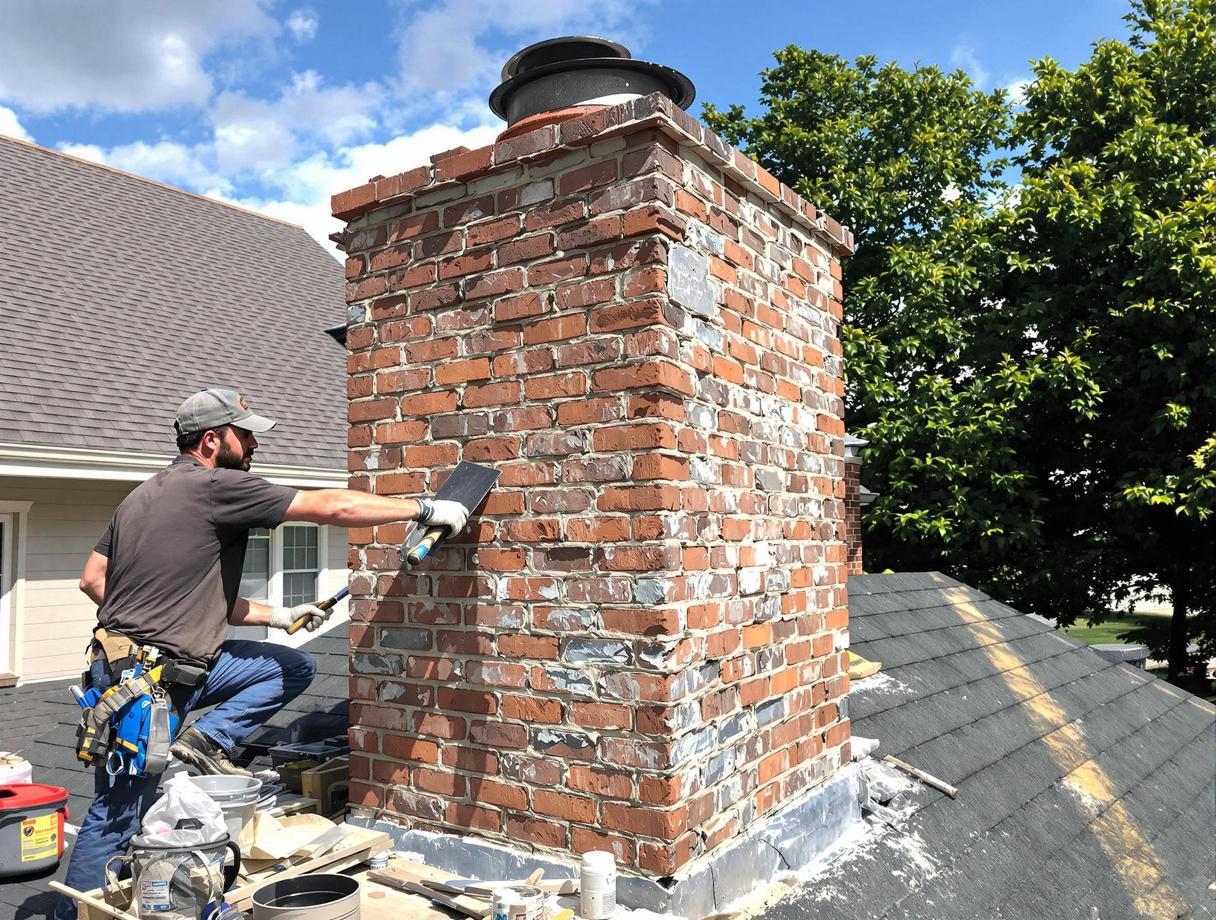 Completed chimney rebuild by Castle Shannon Chimney Sweep in Castle Shannon, PA