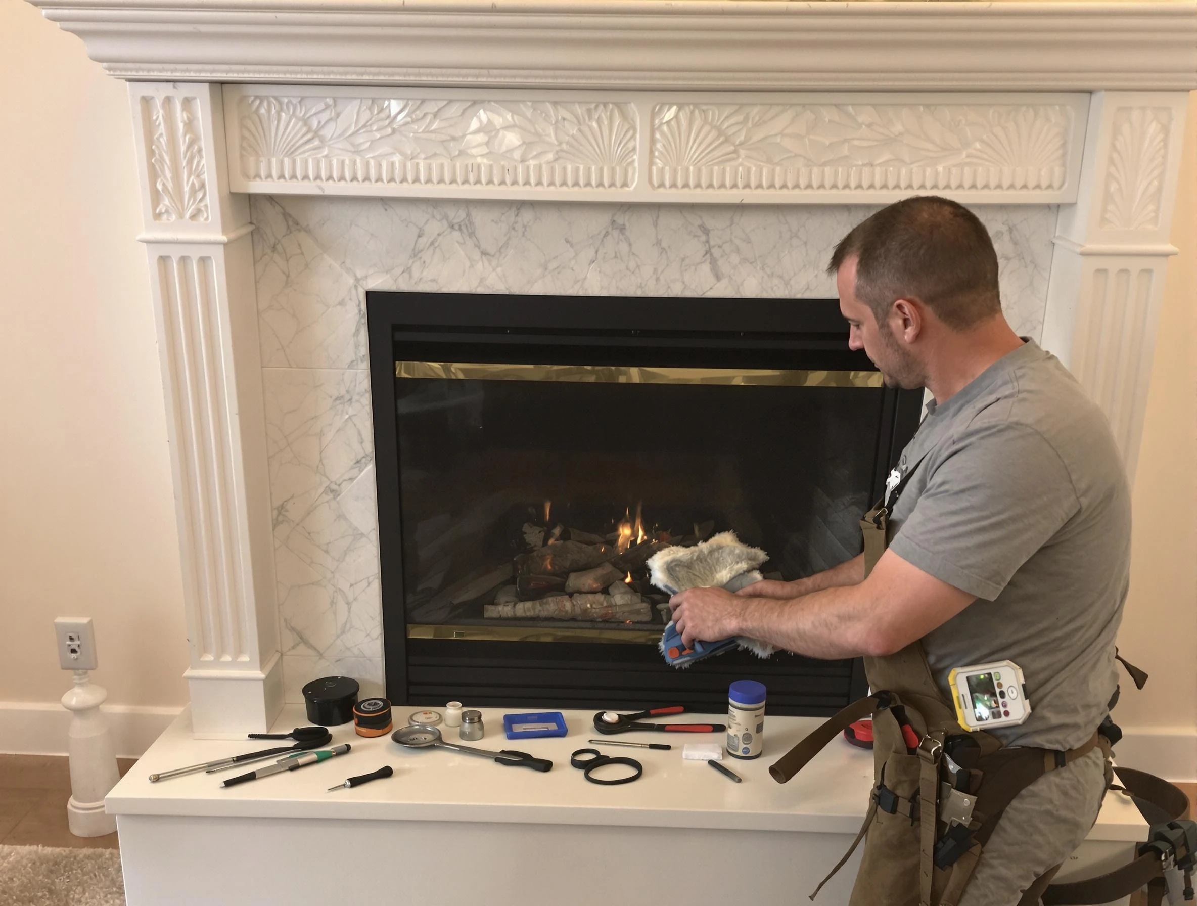 Castle Shannon Chimney Sweep performing fireplace maintenance in Castle Shannon, PA